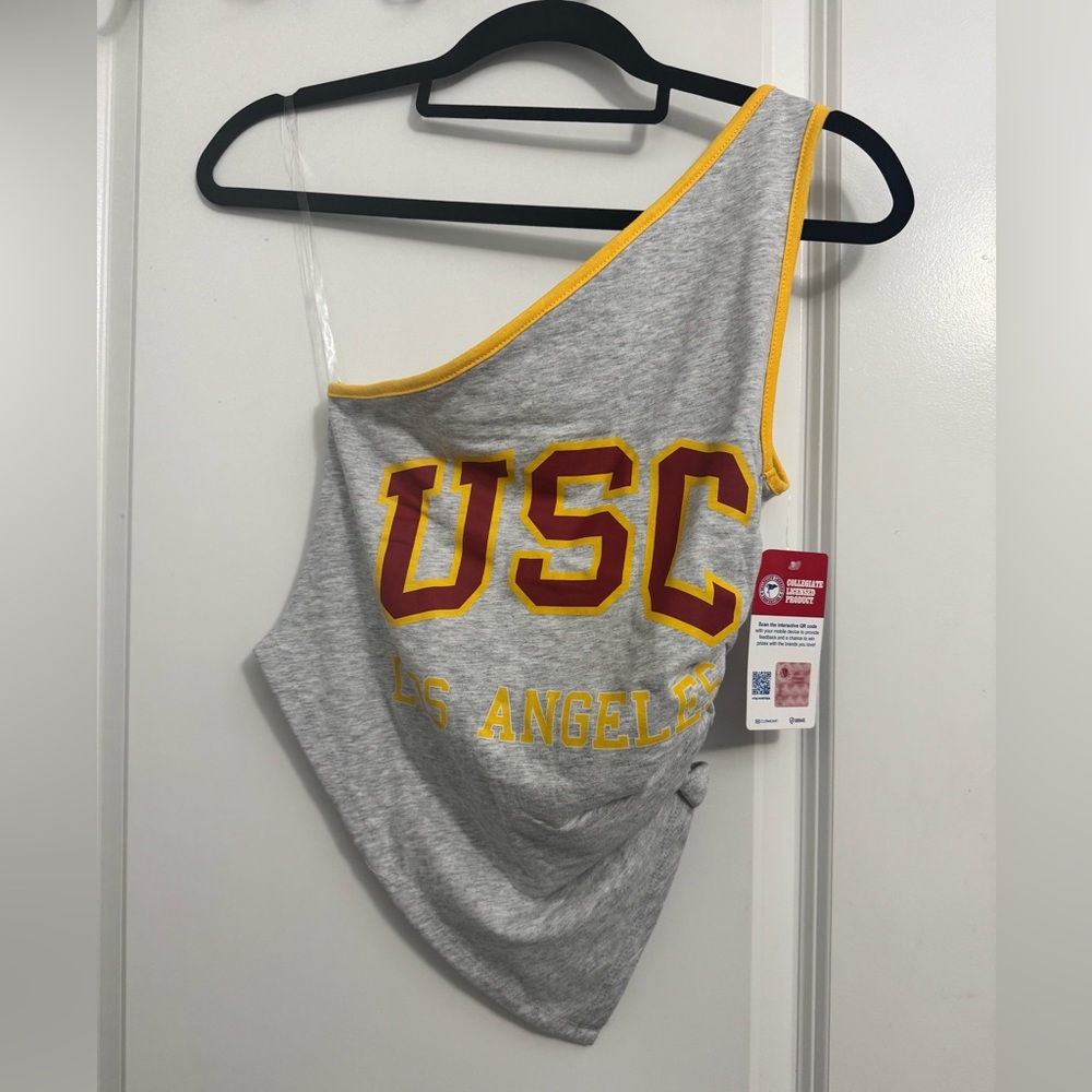 USC Gray and Yellow One-Shoulder Tank Top
